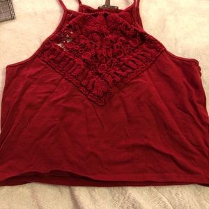Maroon halter top.